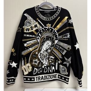 Dolce Gabbana Men’s Runway Tradizione Baroque Embellished Sweatshirt Size 36